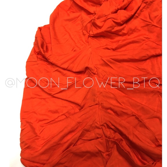 Orange Ruched Jersey Bodycon Mini Dress – Sleeveless Summer Style - Picture 7 of 11